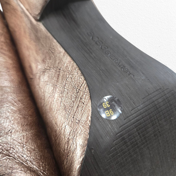 BCBGeneration Ariel Bronze Metallic Glam Leather Peep Toe Stiletto Heels Size 9 - Picture 11 of 15